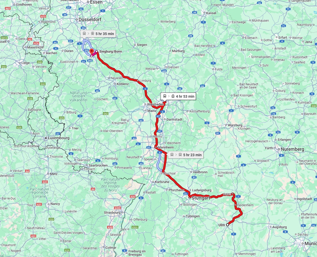 Anreise von Ulm Zu Bonn Über 