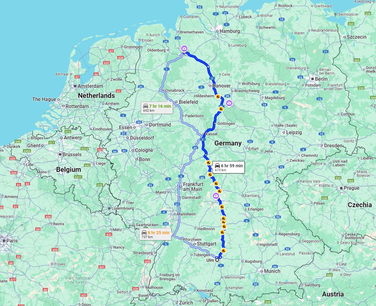 Anreise von Ulm Zu Bremen Über via A7