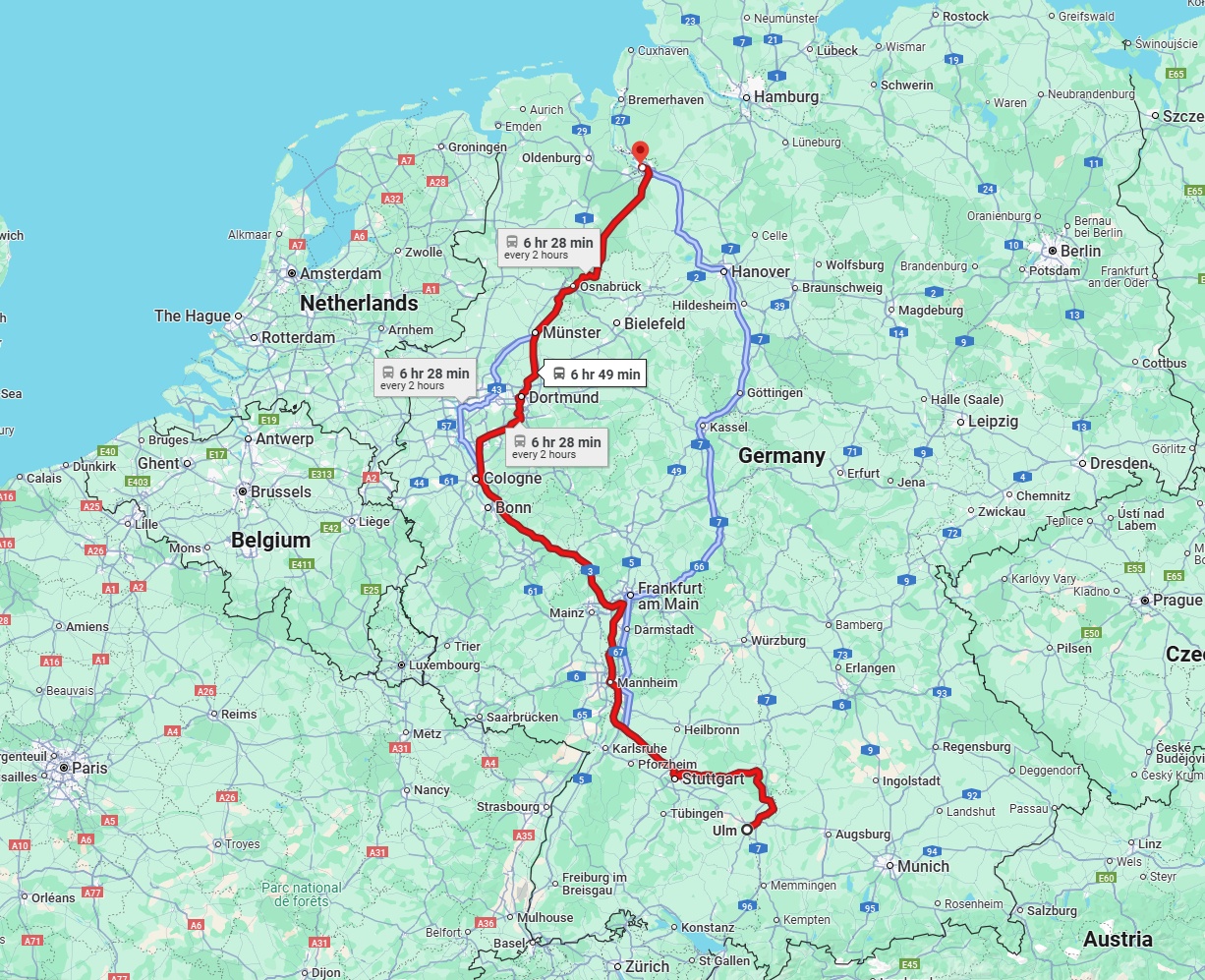 Anreise von Ulm Zu Bremen Über 