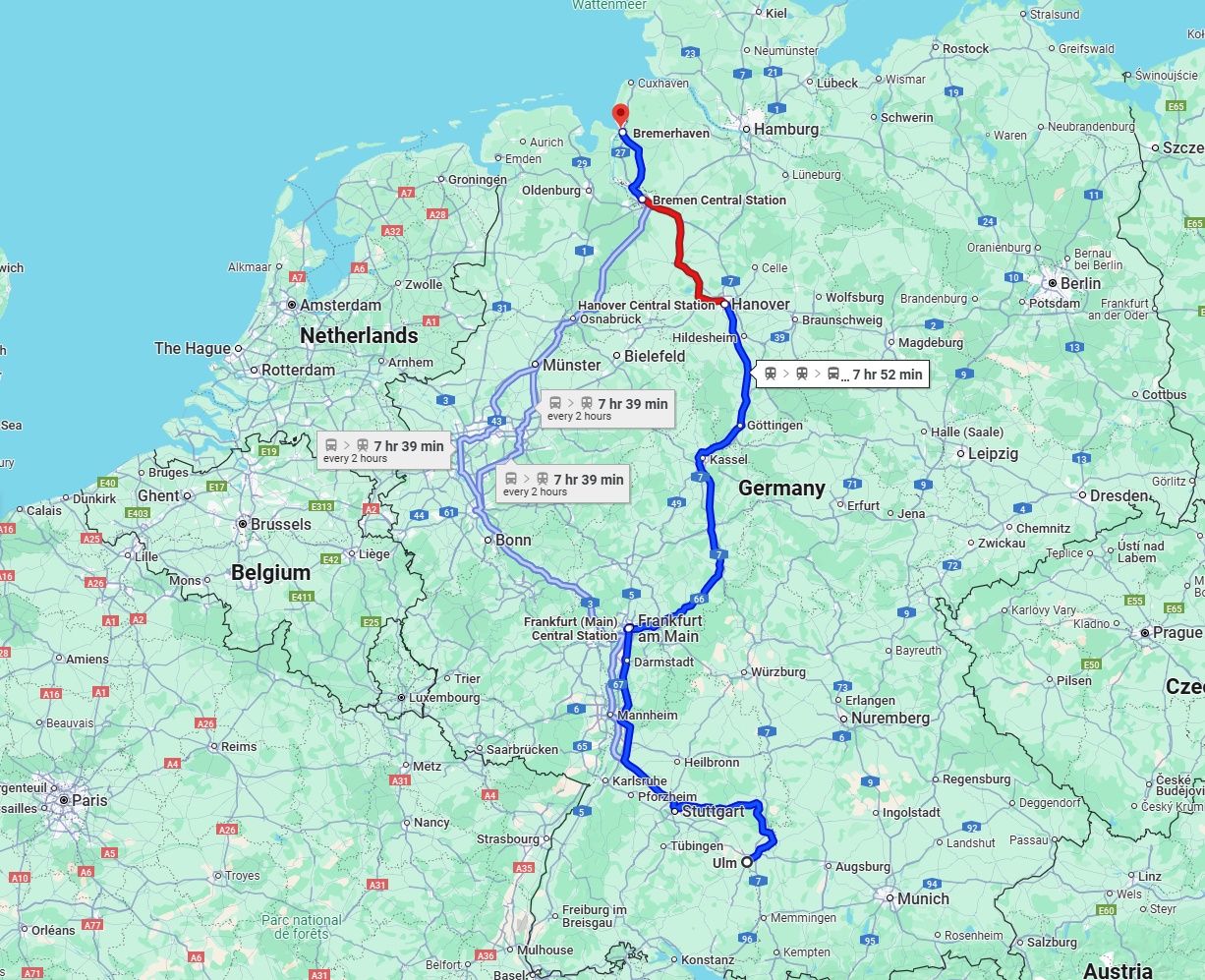 Anreise von Ulm Zu Bremerhaven Über 