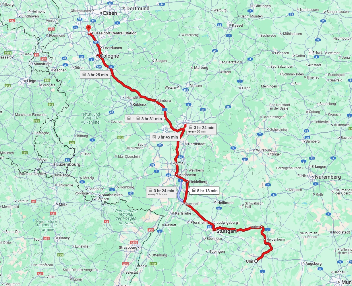 Anreise von Ulm Zu Düsseldorf Über 
