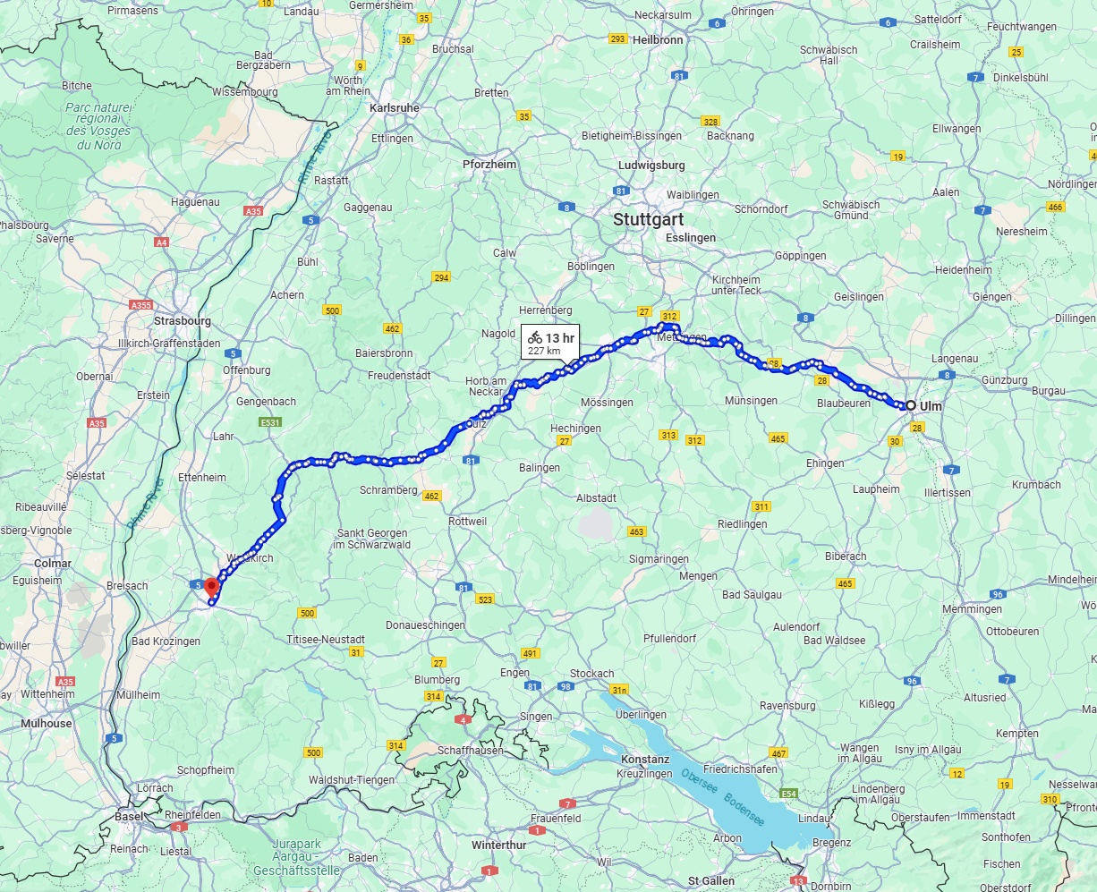 Anreise von Ulm Zu Freiburg im Breisgau Über 