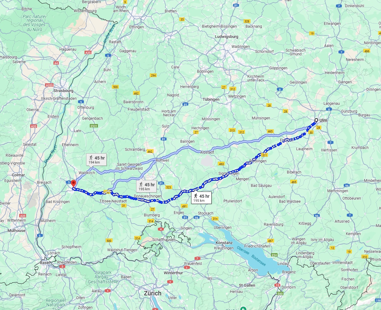 Anreise von Ulm Zu Freiburg im Breisgau Über 