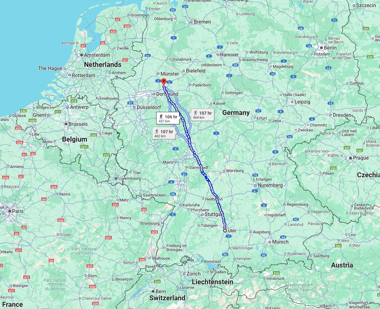 Anreise von Ulm Zu Hamm Über 