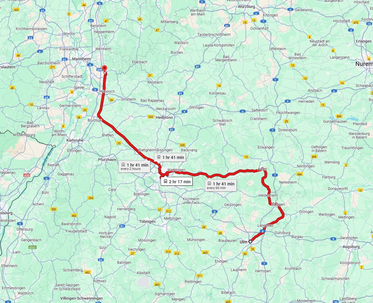 Anreise von Ulm Zu Heidelberg Über 