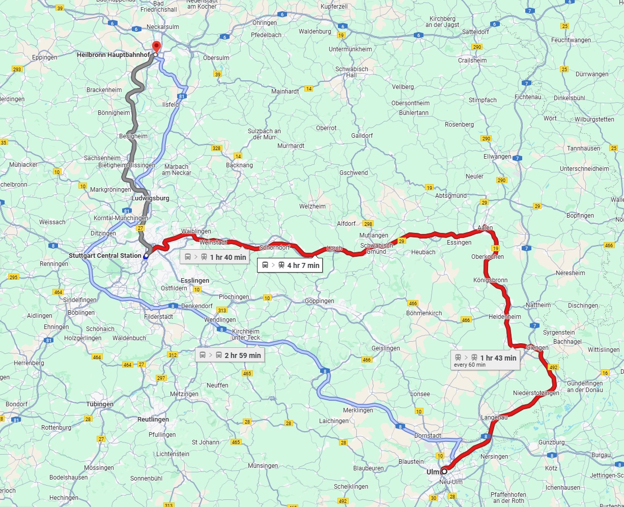 Anreise von Ulm Zu Heilbronn Über 