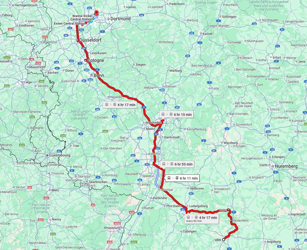 Anreise von Ulm Zu Herne Über 