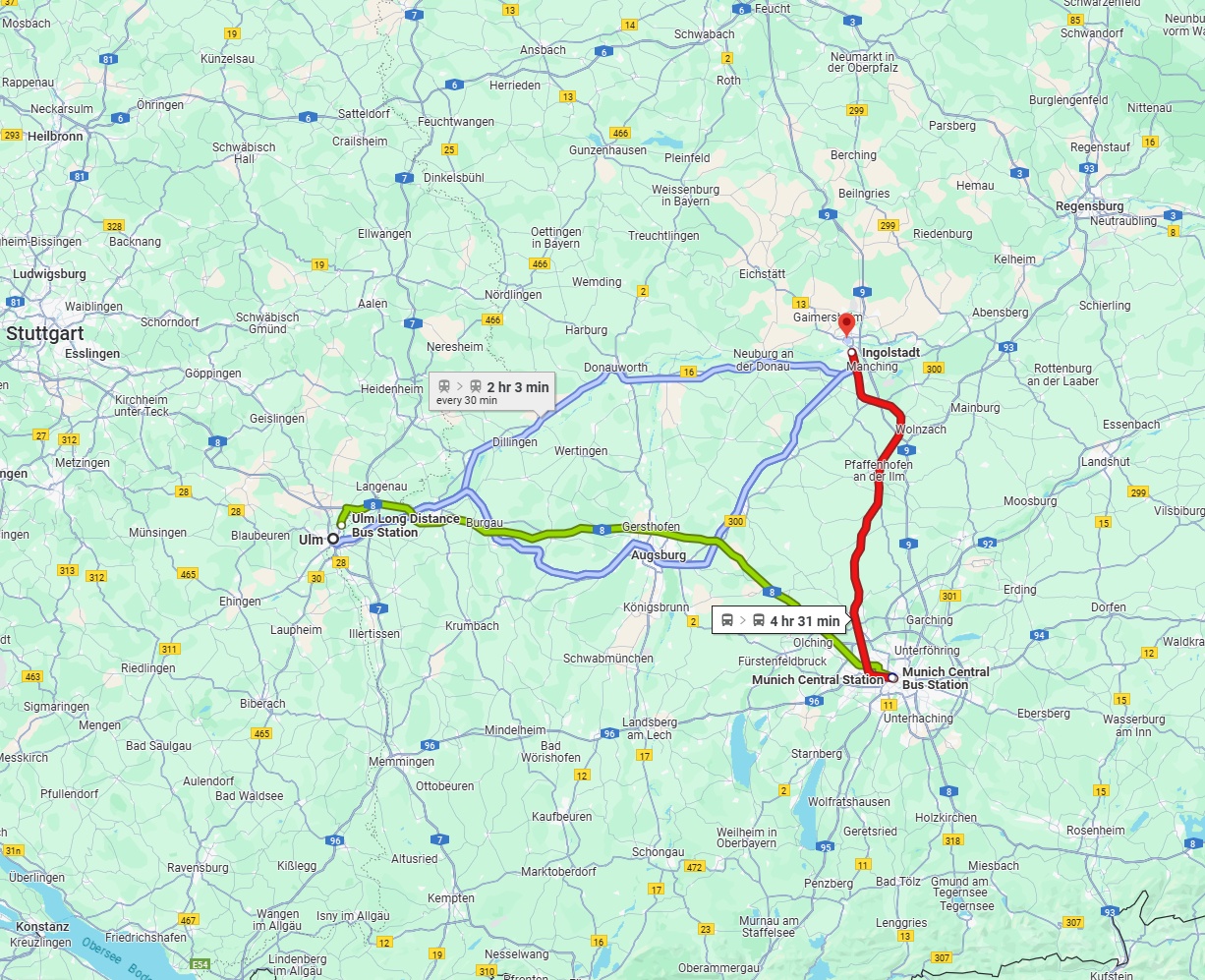 Anreise von Ulm Zu Ingolstadt Über 