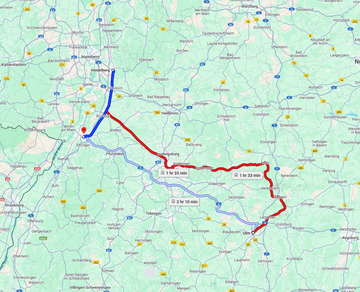 Anreise von Ulm Zu Karlsruhe Über 