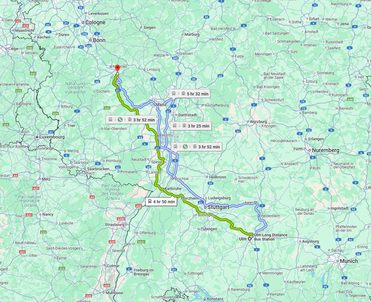 Anreise von Ulm Zu Koblenz Über 