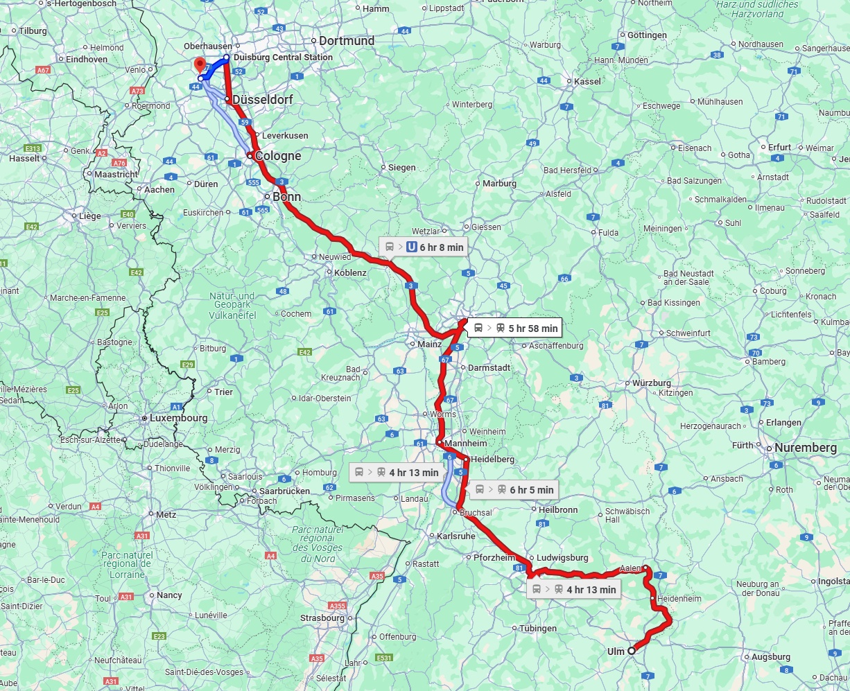 Anreise von Ulm Zu Krefeld Über 