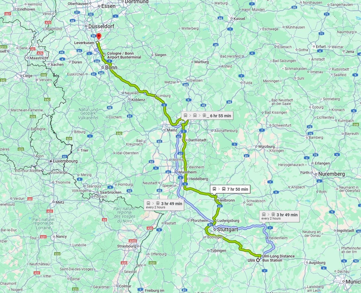 Anreise von Ulm Zu Leverkusen Über 