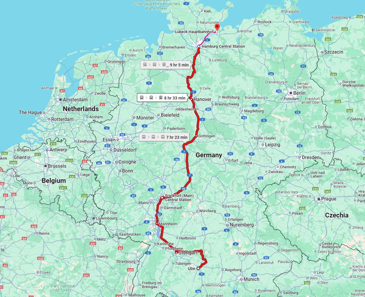 Anreise von Ulm Zu Lübeck Über 