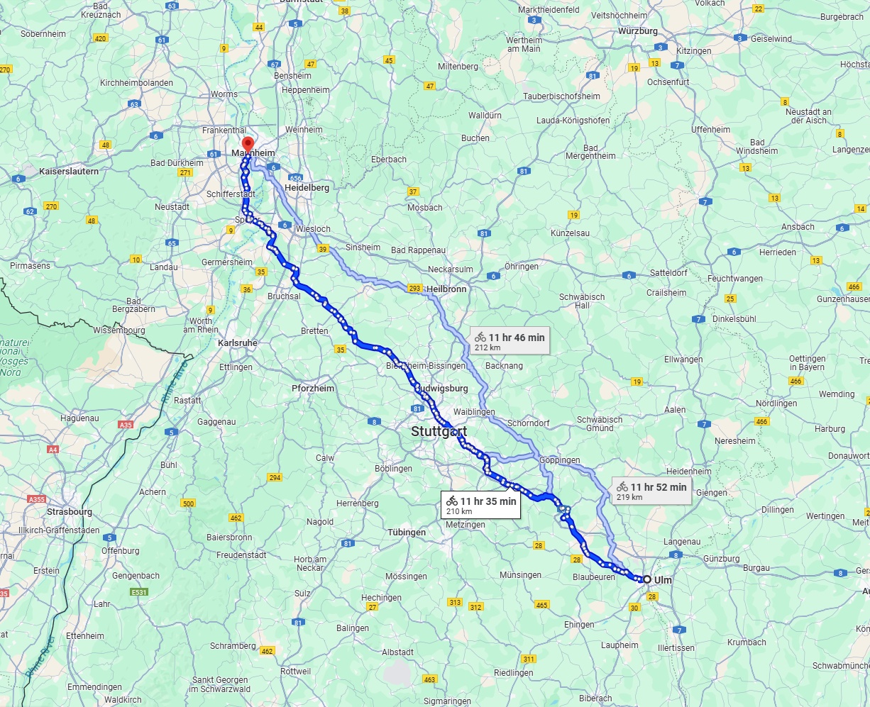 Anreise von Ulm Zu Ludwigshafen am Rhein Über 