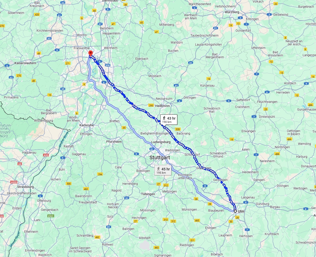 Anreise von Ulm Zu Ludwigshafen am Rhein Über 