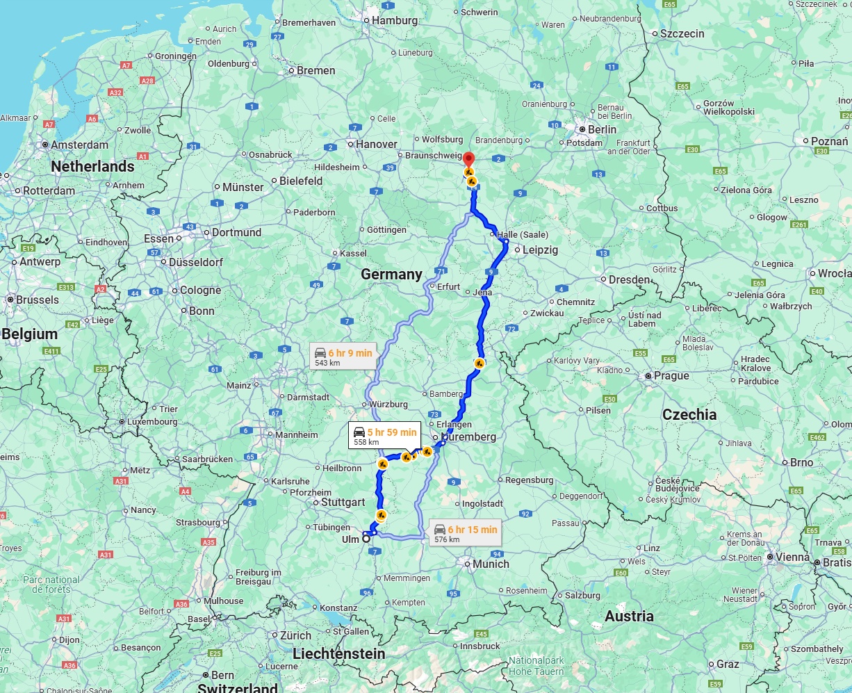 Anreise von Ulm Zu Magdeburg Über via A9