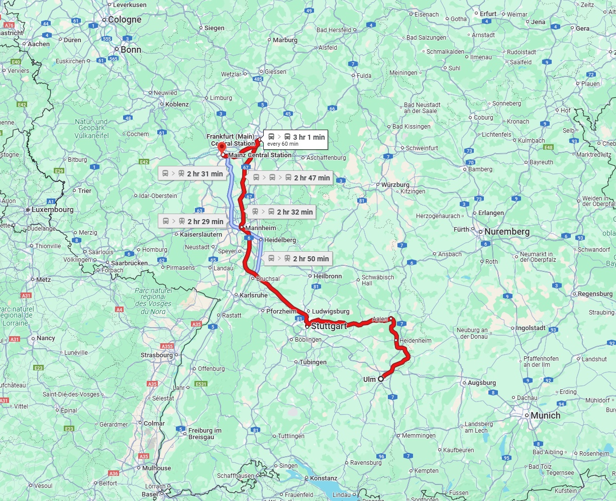 Anreise von Ulm Zu Mainz Über 