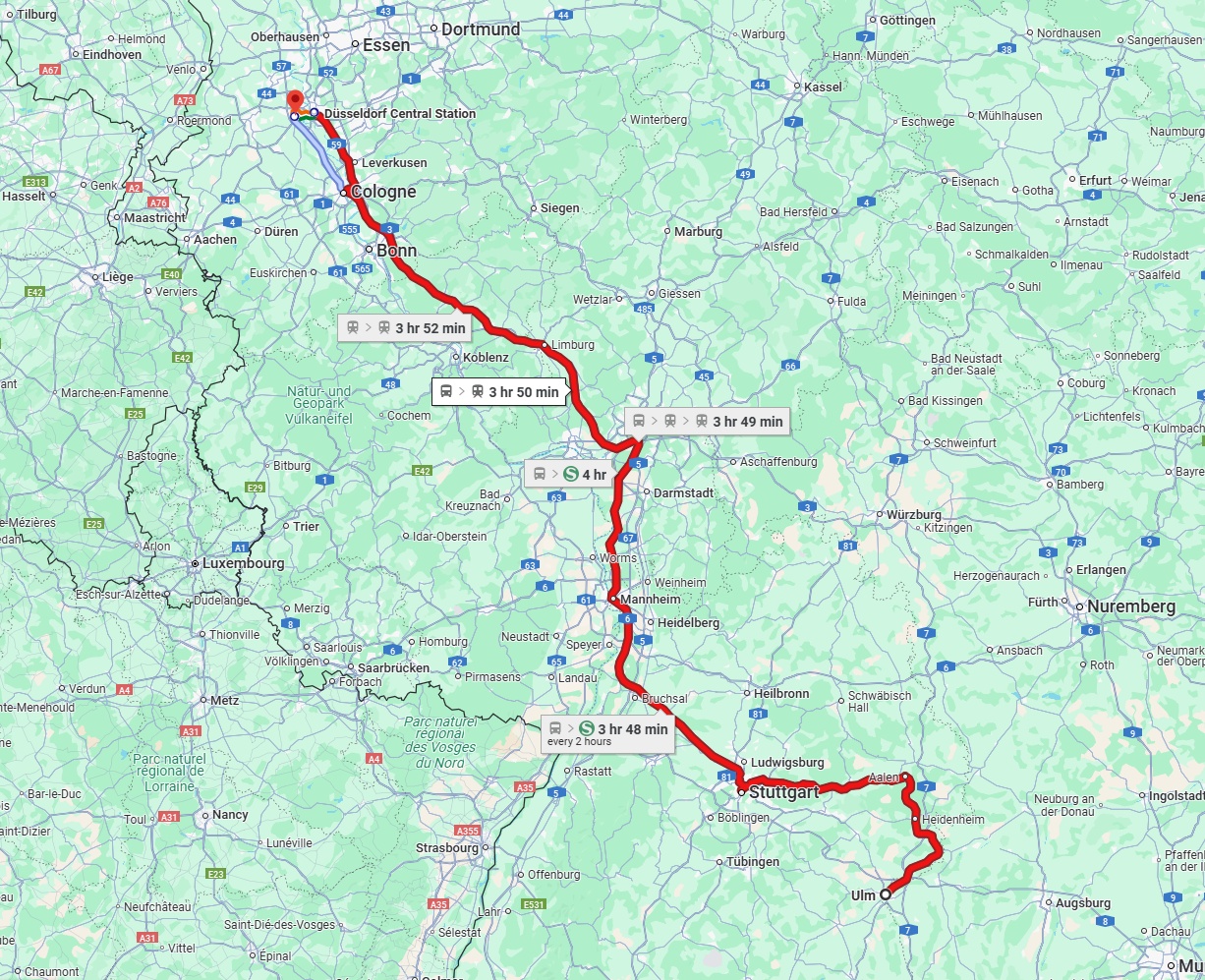 Anreise von Ulm Zu Neuss Über 