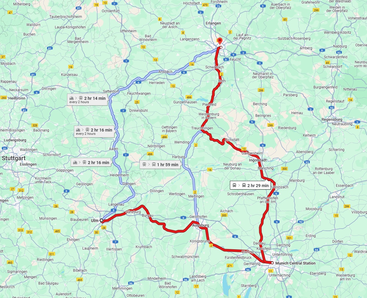 Anreise von Ulm Zu Nürnberg Über 