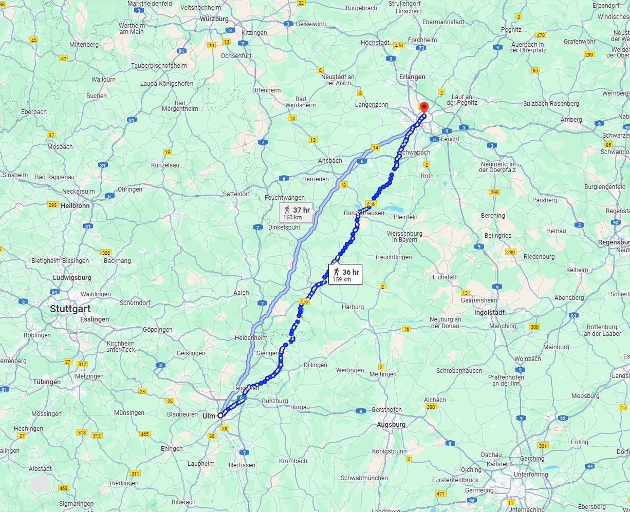 Anreise von Ulm Zu Nürnberg Über 