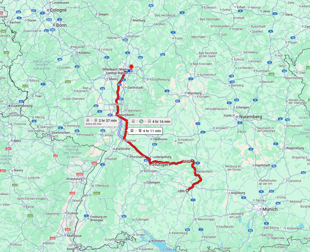 Anreise von Ulm Zu Offenbach am Main Über 