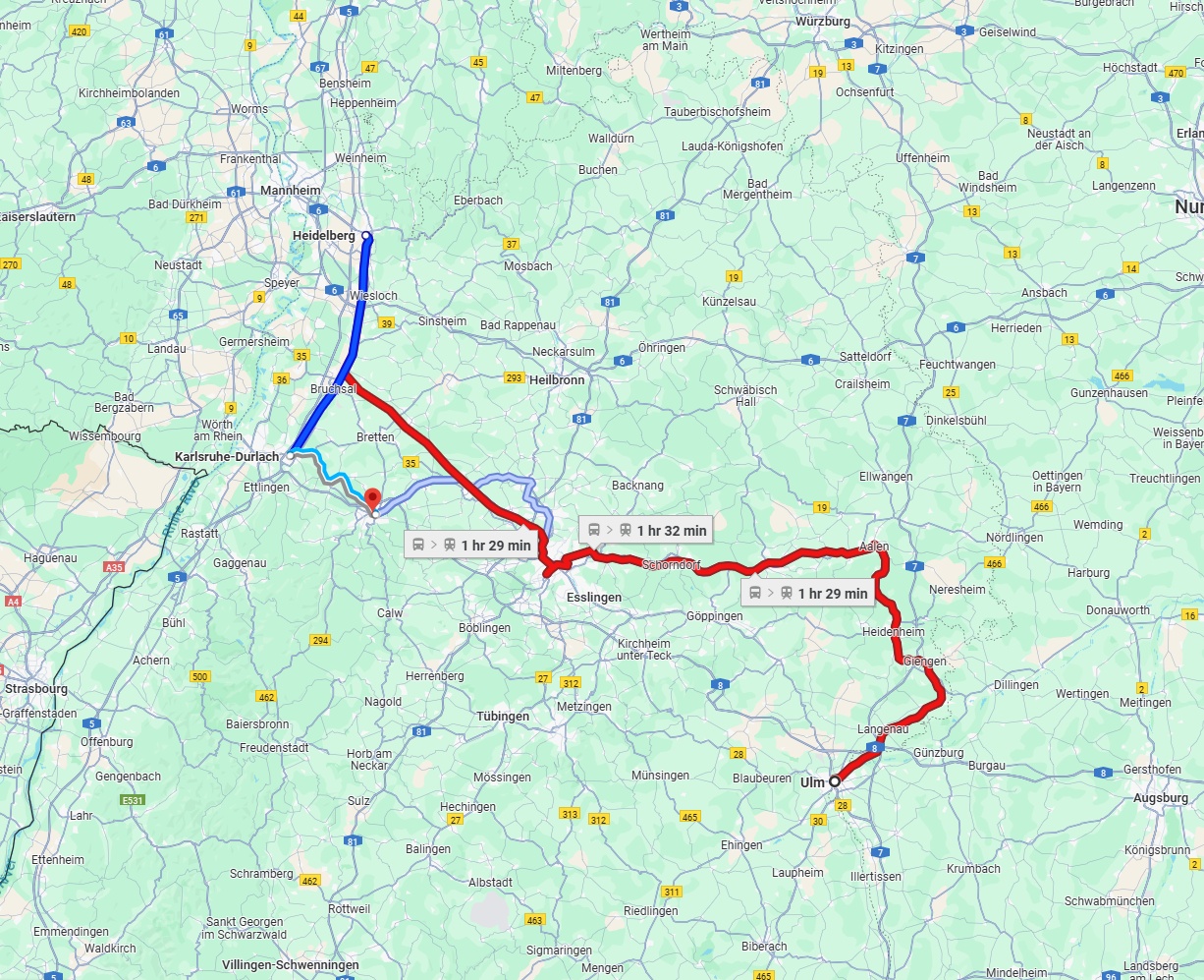 Anreise von Ulm Zu Pforzheim Über 