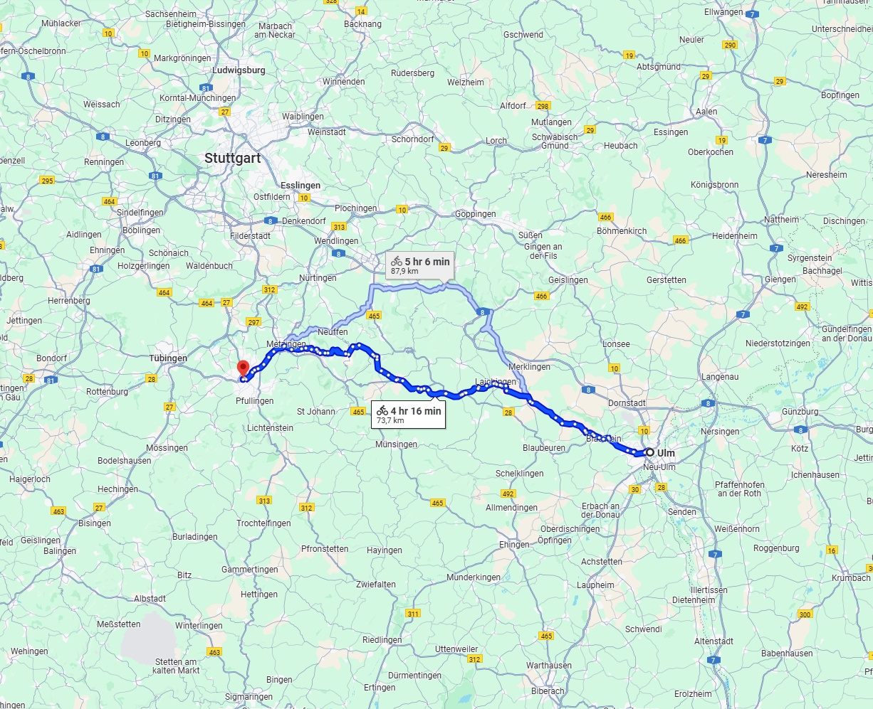 Anreise von Ulm Zu Reutlingen Über 