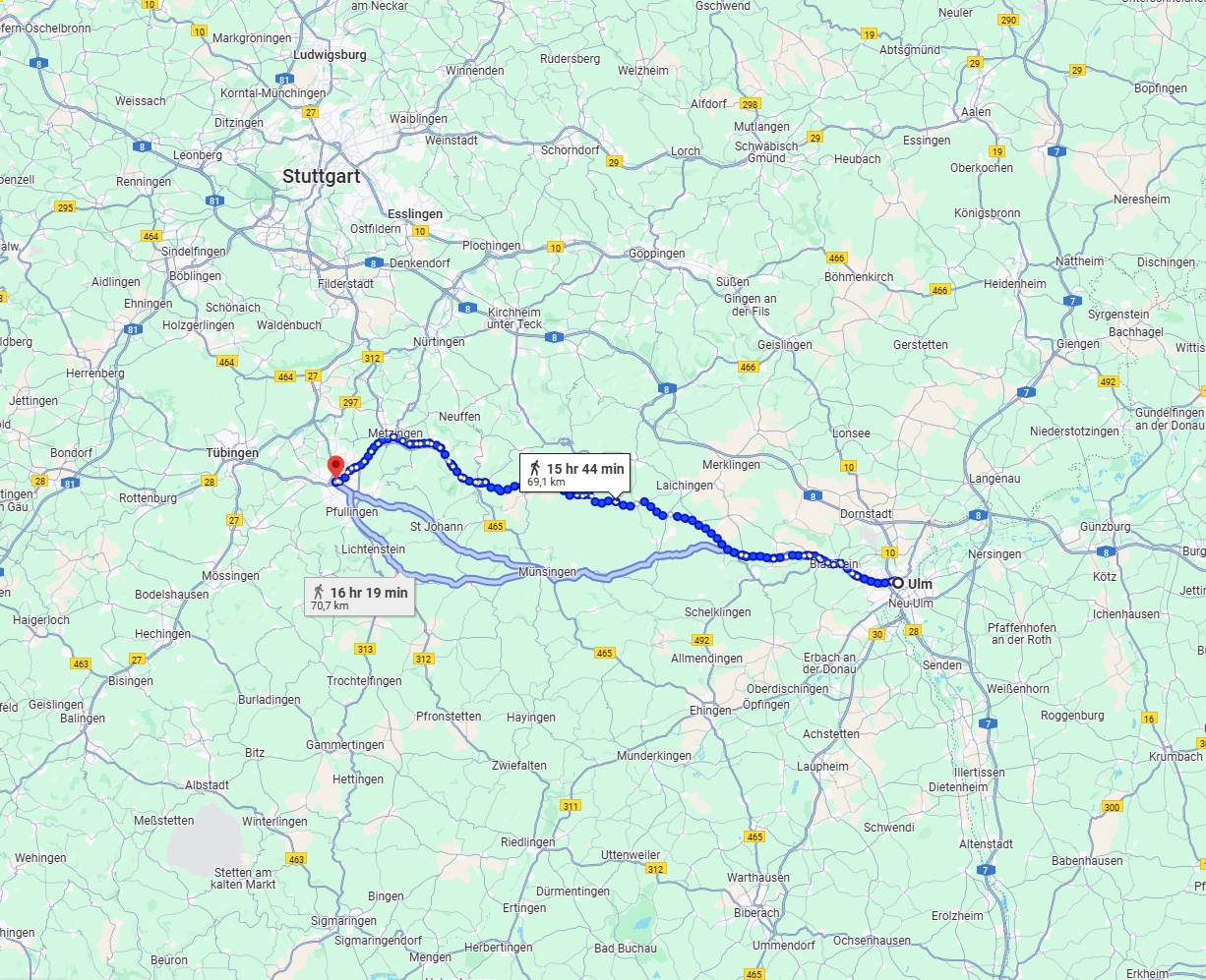 Anreise von Ulm Zu Reutlingen Über 