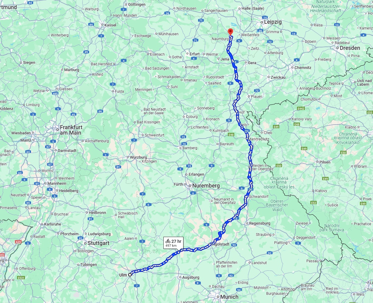 Anreise von Ulm Zu Saale Über 