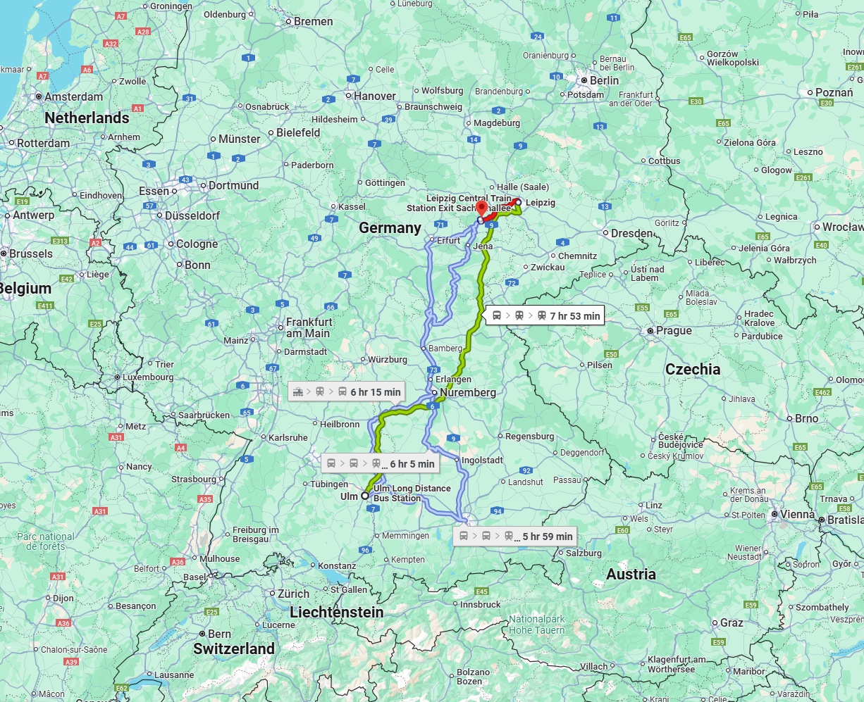Anreise von Ulm Zu Saale Über 