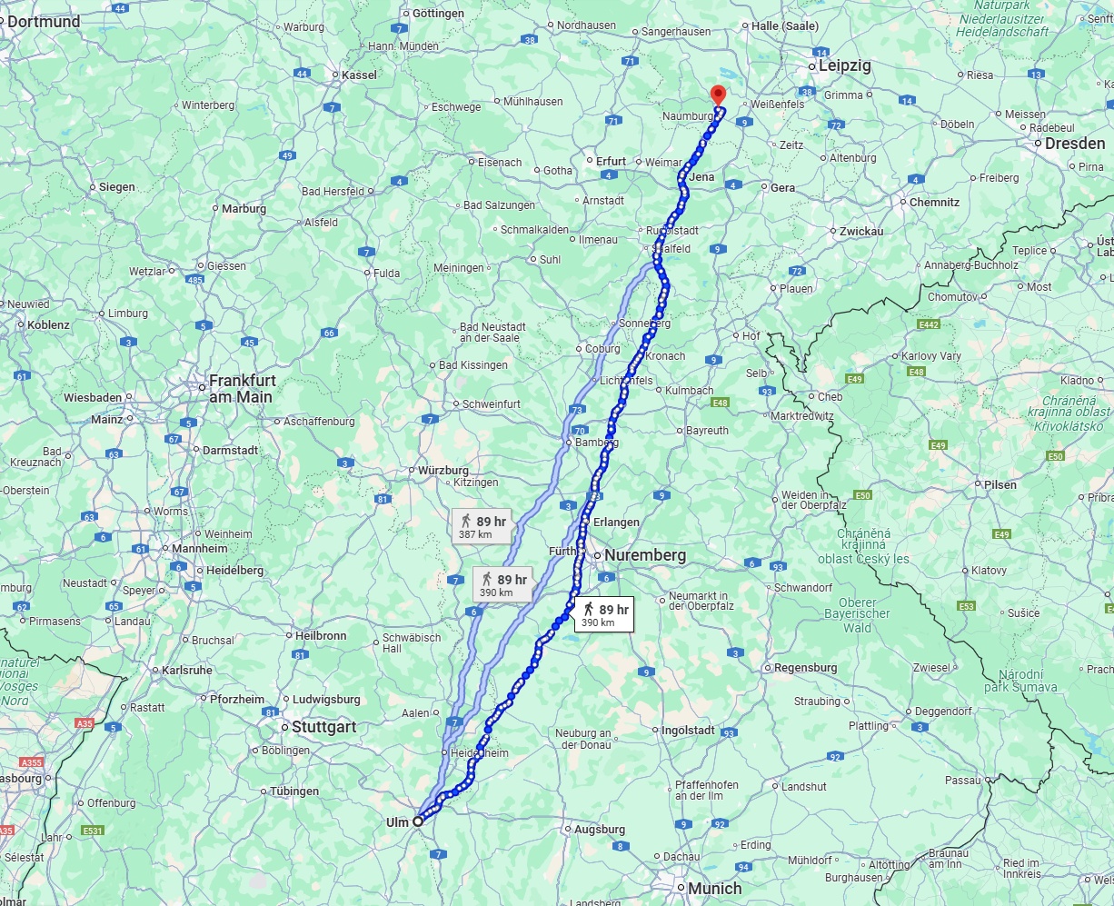 Anreise von Ulm Zu Saale Über 
