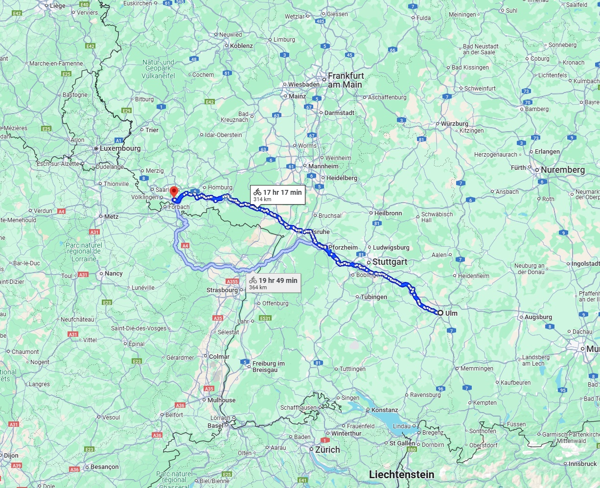 Anreise von Ulm Zu Saarbrücken Über 