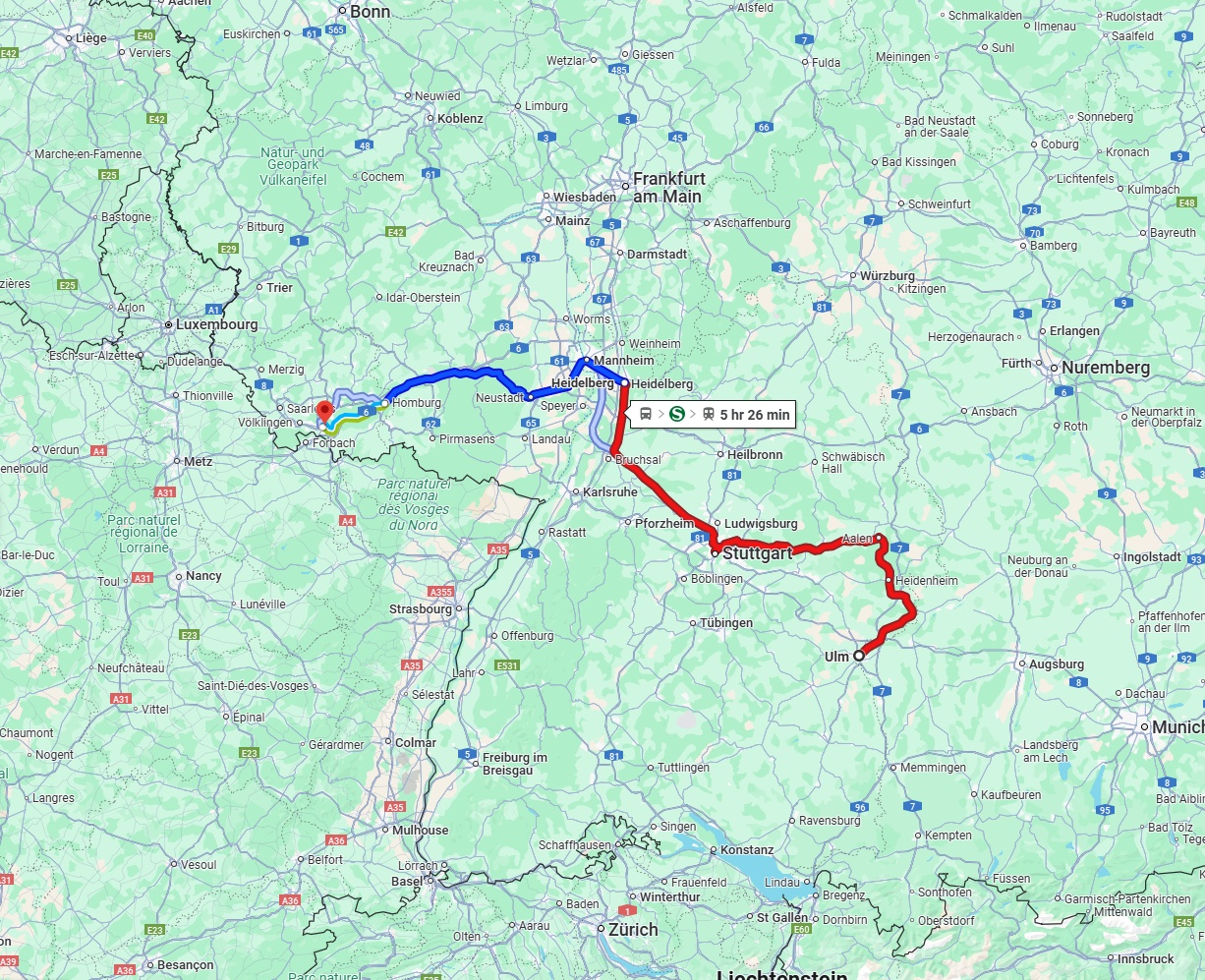 Anreise von Ulm Zu Saarbrücken Über 
