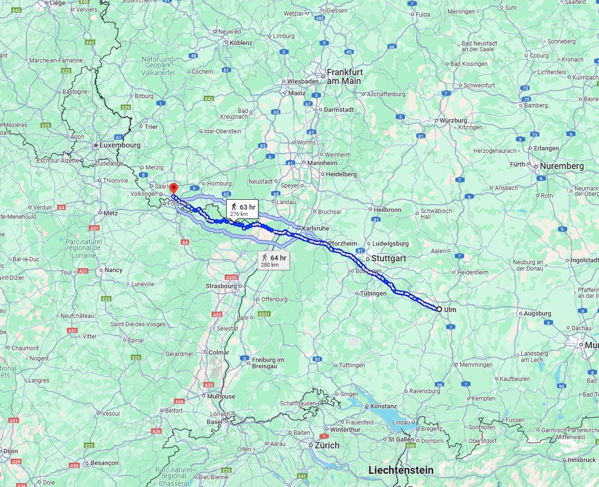 Anreise von Ulm Zu Saarbrücken Über 