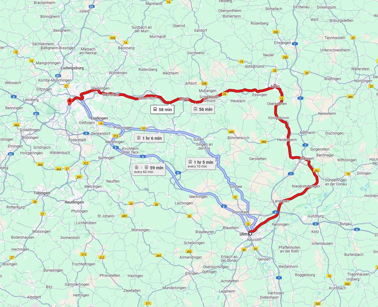 Anreise von Ulm Zu Stuttgart Über 