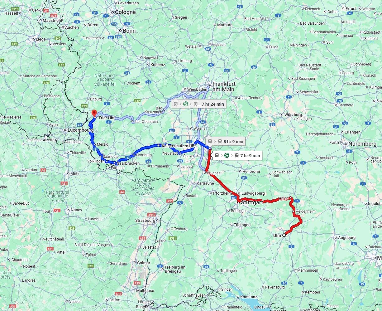 Anreise von Ulm Zu Trier Über 