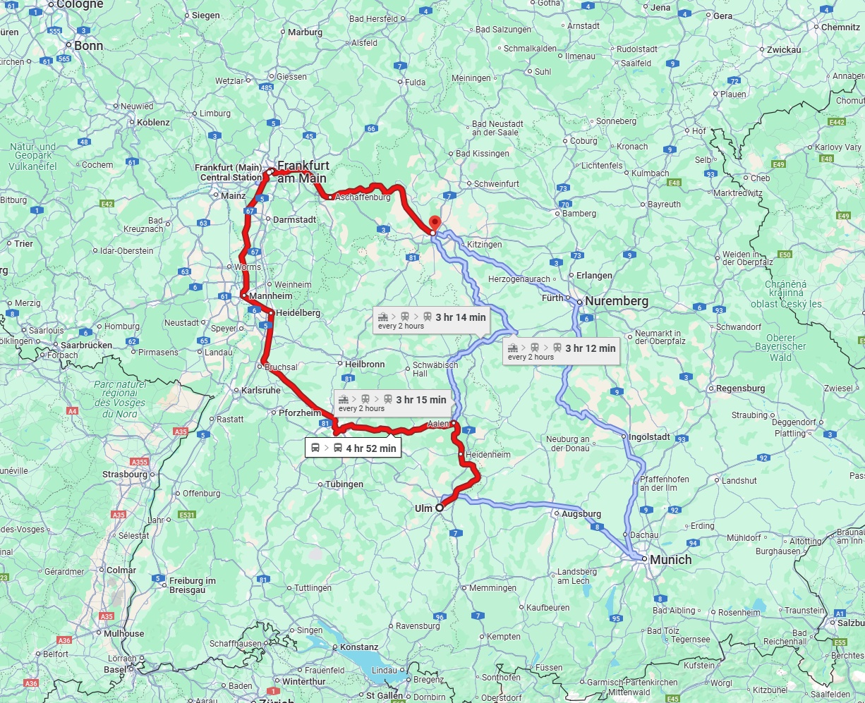 Anreise von Ulm Zu Würzburg Über 
