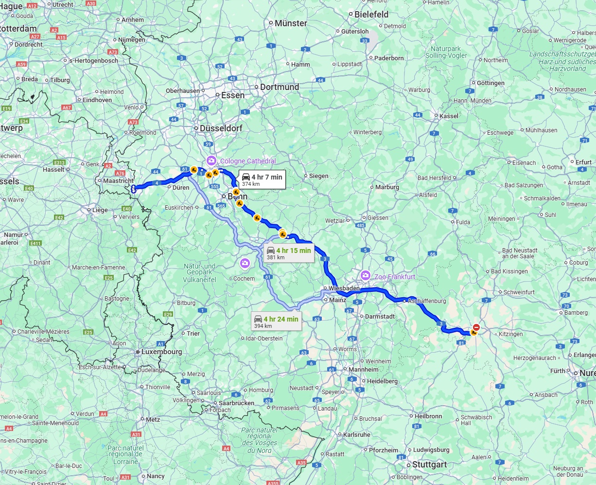 Anreise von Würzburg Zu Aachen Über via A3