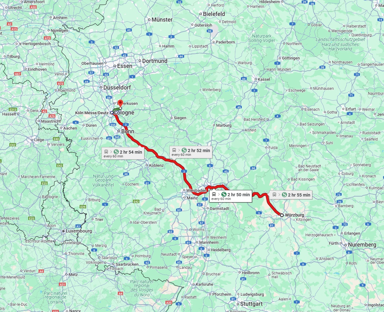 Anreise von Würzburg Zu Bergisch Gladbach Über 