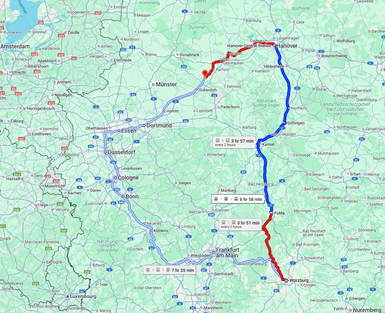 Anreise von Würzburg Zu Bielefeld Über 
