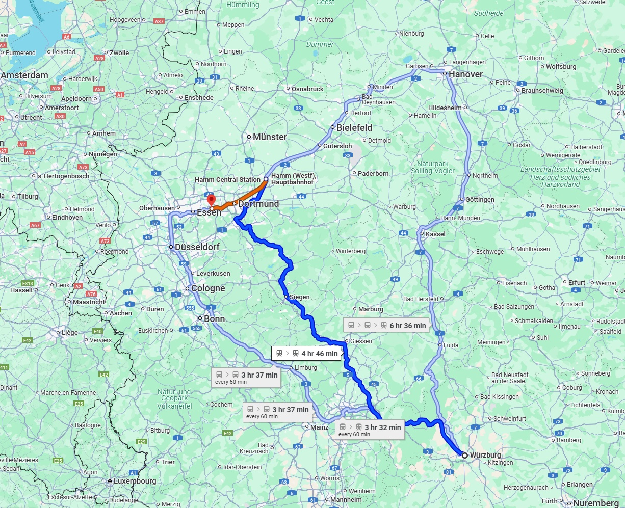 Anreise von Würzburg Zu Bochum Über 