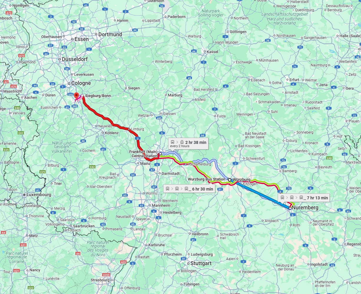 Anreise von Würzburg Zu Bonn Über 