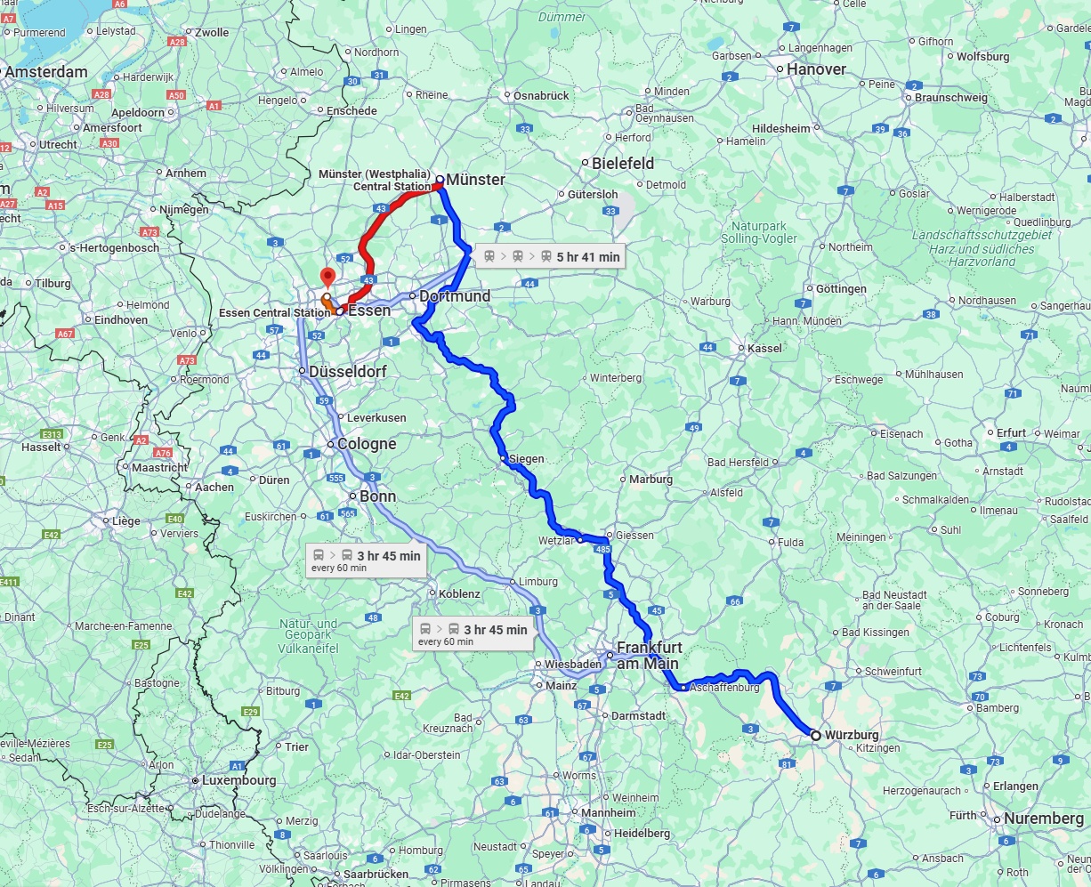 Anreise von Würzburg Zu Bottrop Über 
