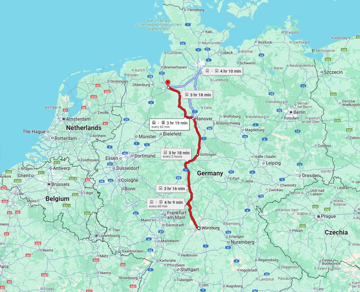 Anreise von Würzburg Zu Bremen Über 