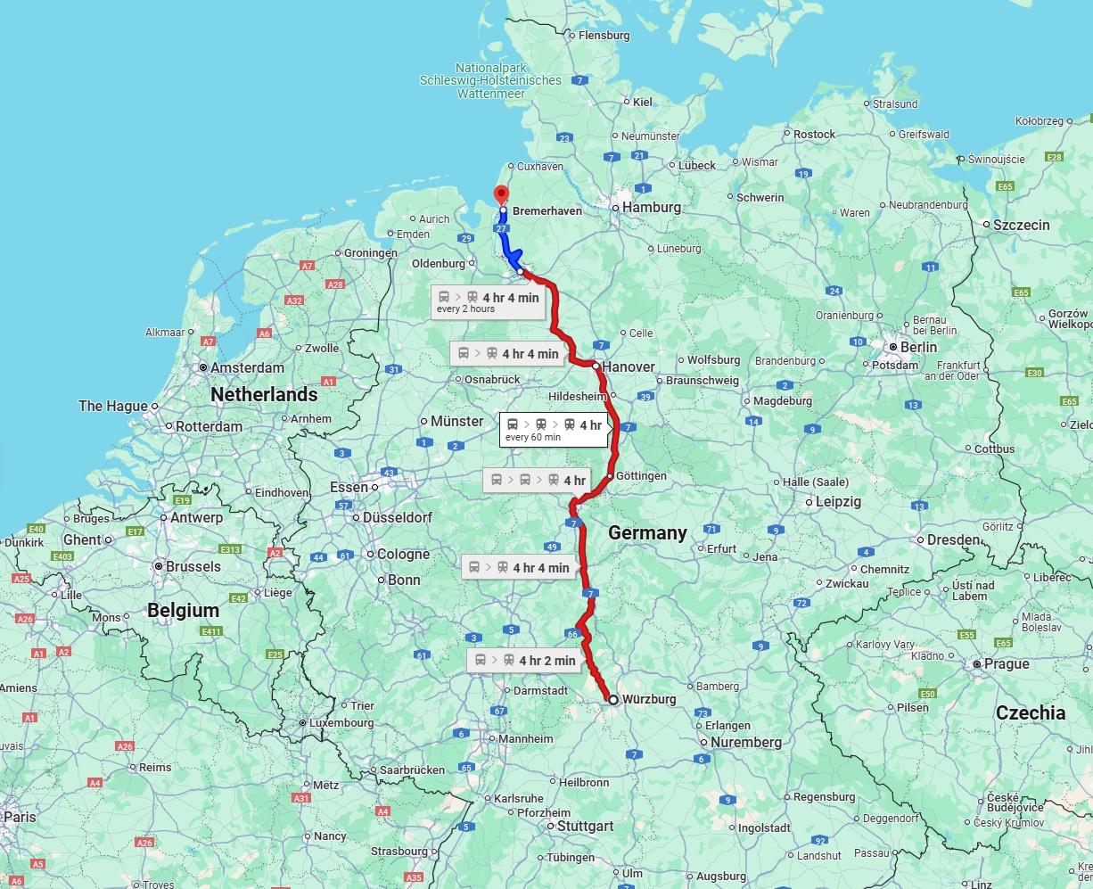 Anreise von Würzburg Zu Bremerhaven Über 