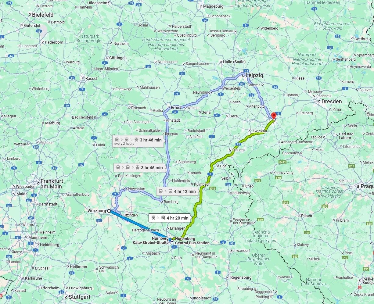 Anreise von Würzburg Zu Chemnitz Über 
