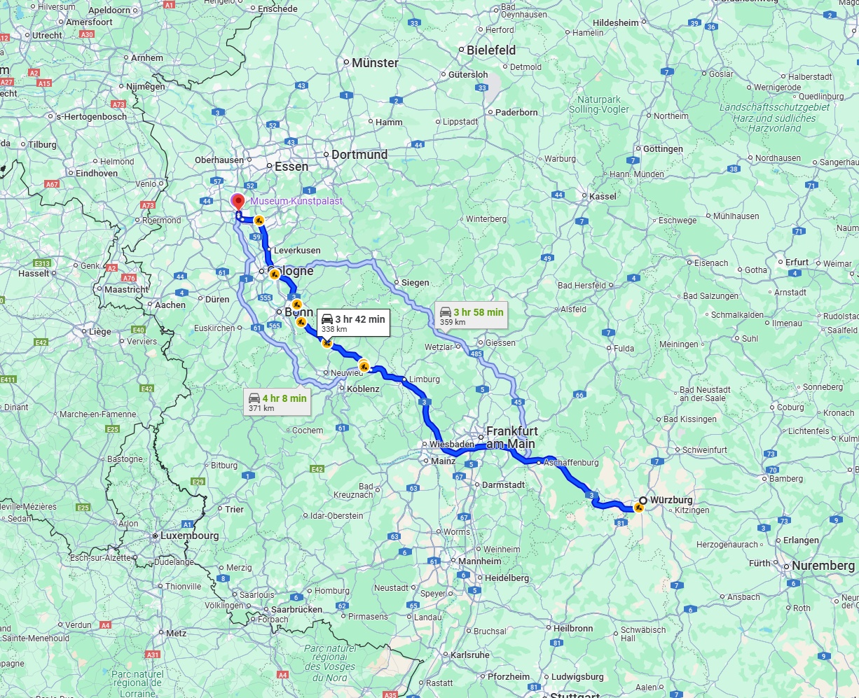 Anreise von Würzburg Zu Düsseldorf Über via A3