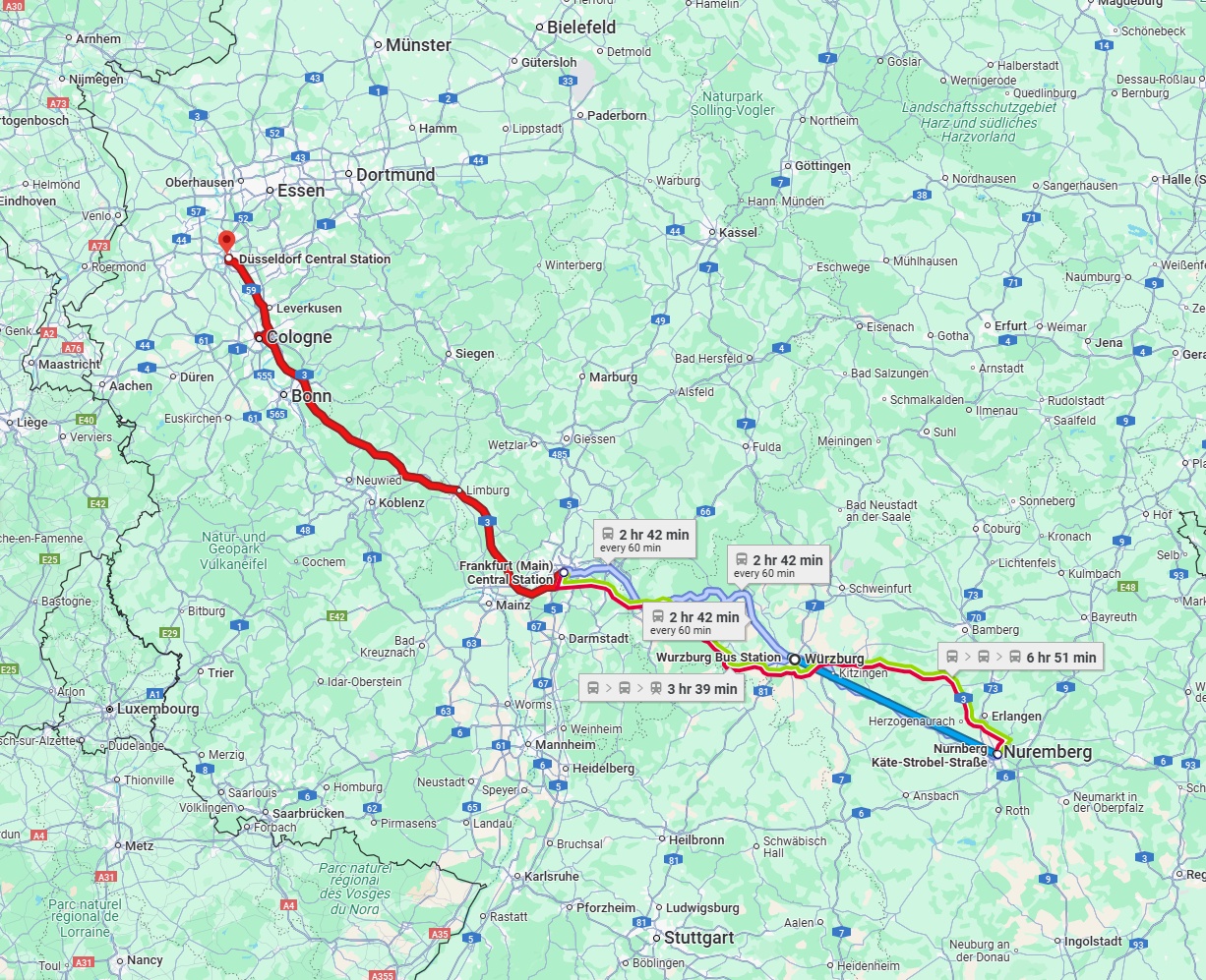 Anreise von Würzburg Zu Düsseldorf Über 