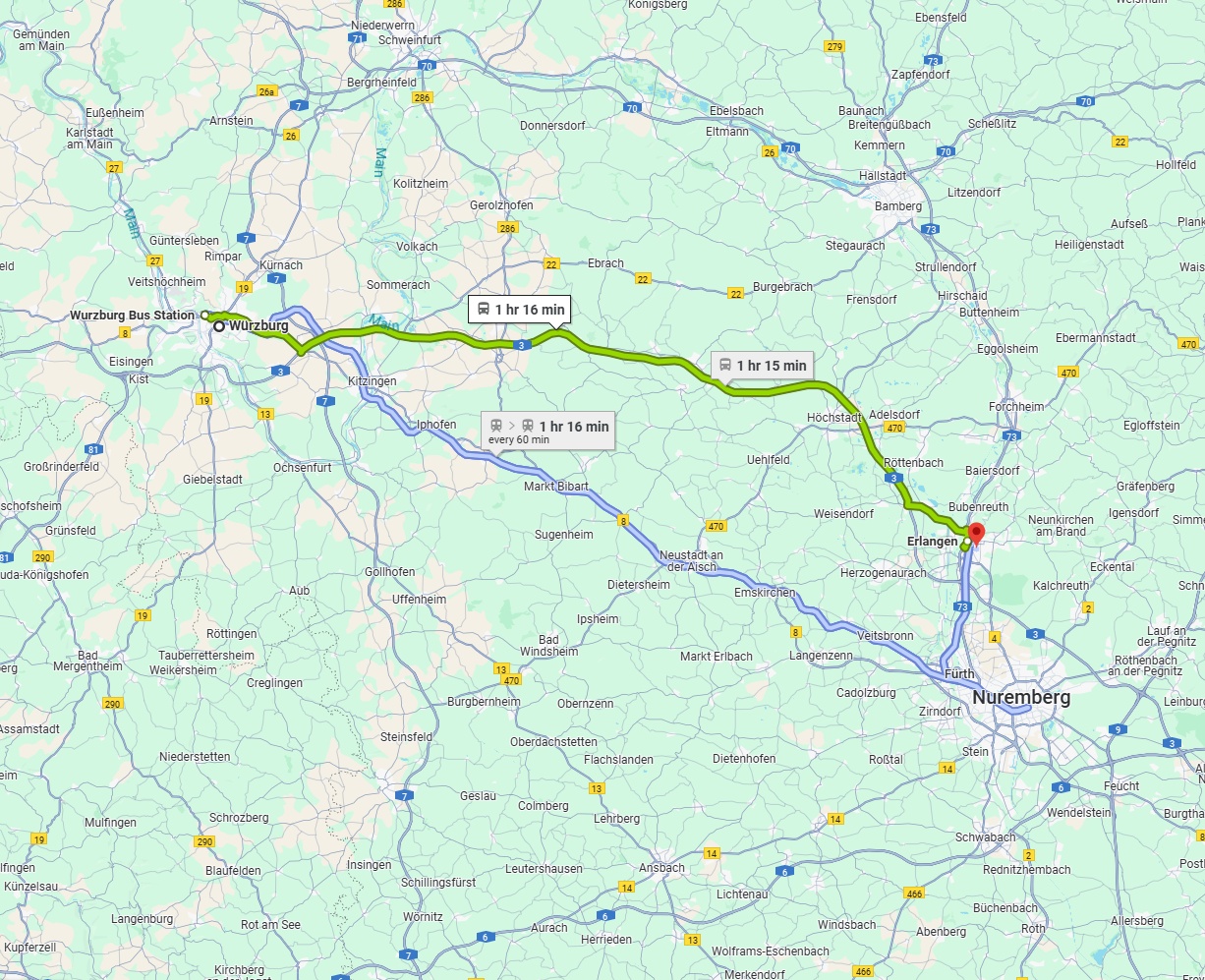 Anreise von Würzburg Zu Erlangen Über 