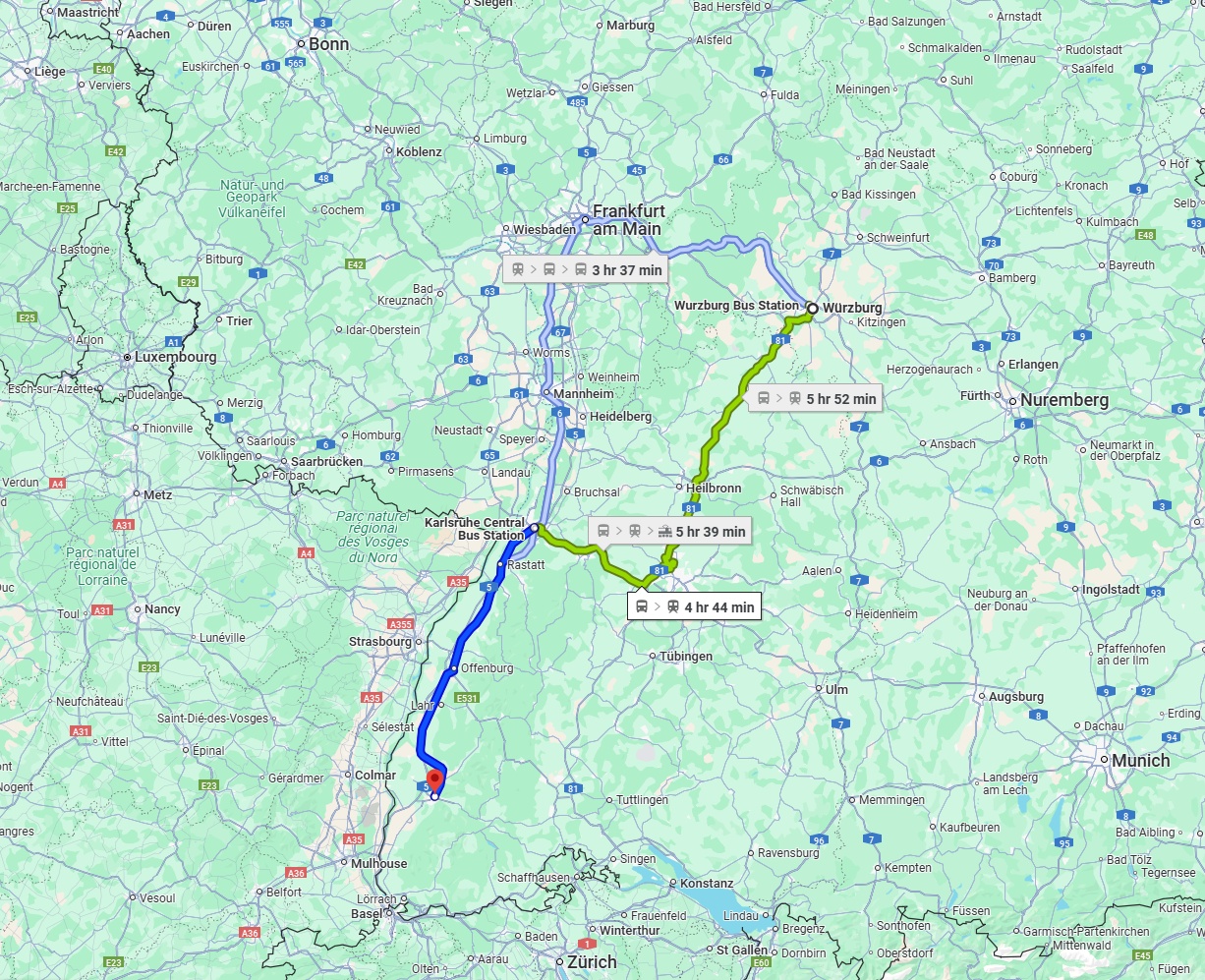 Anreise von Würzburg Zu Freiburg im Breisgau Über 